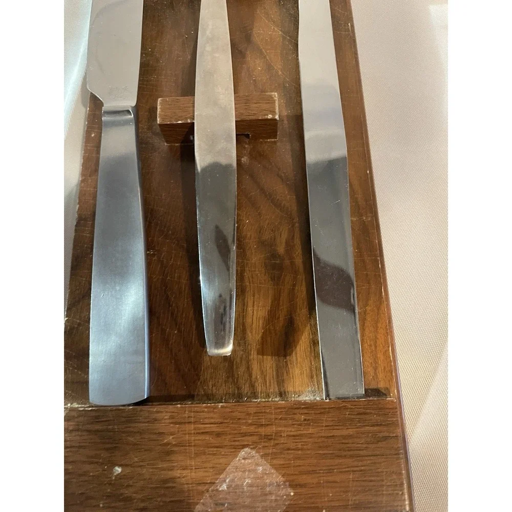 Vintage B&B Italy Serving Set Wood Tray Mid Century Modern 3pc